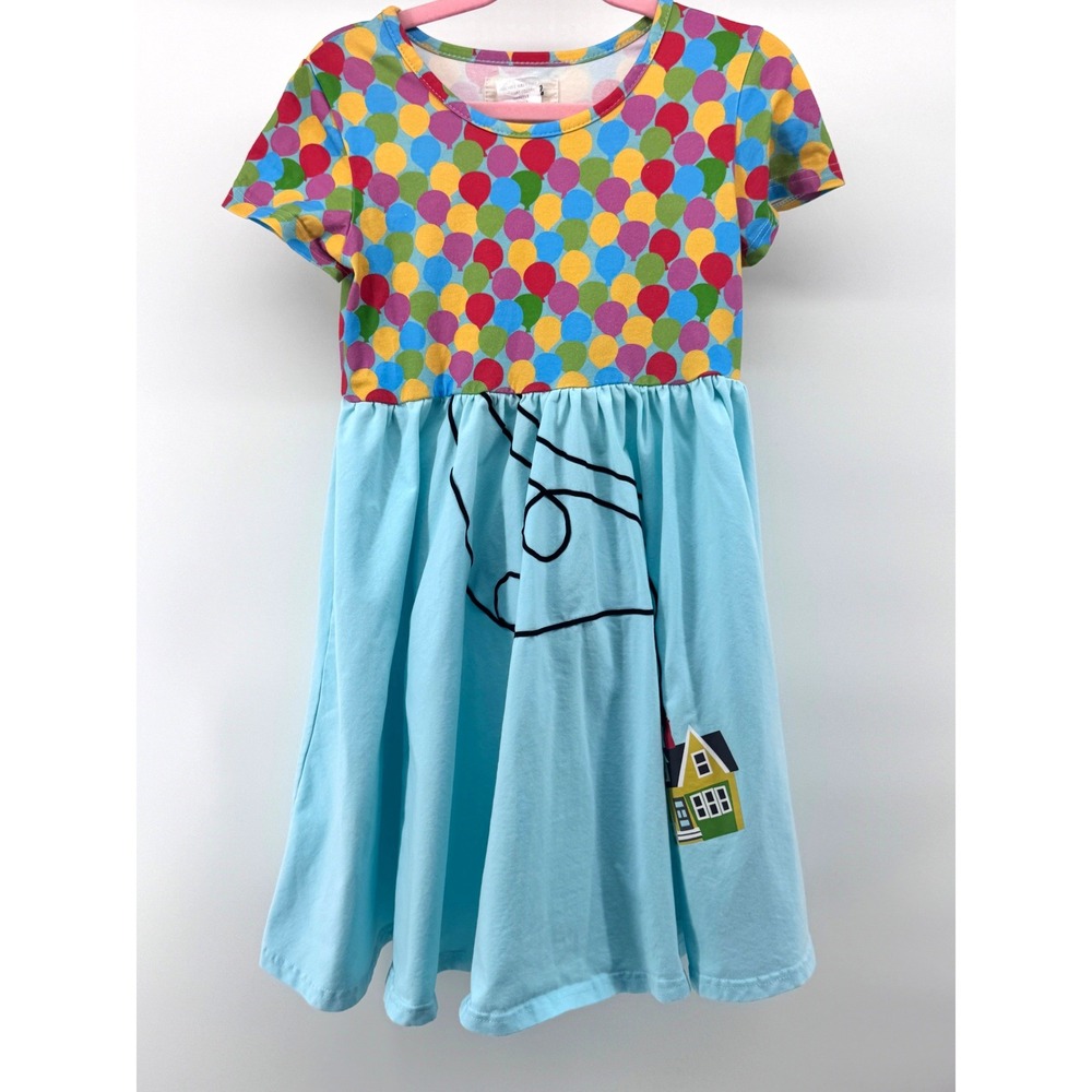 Taylor Joelle Up Inspired Dress Kids Size 8 Blue Balloon Print Disney Style